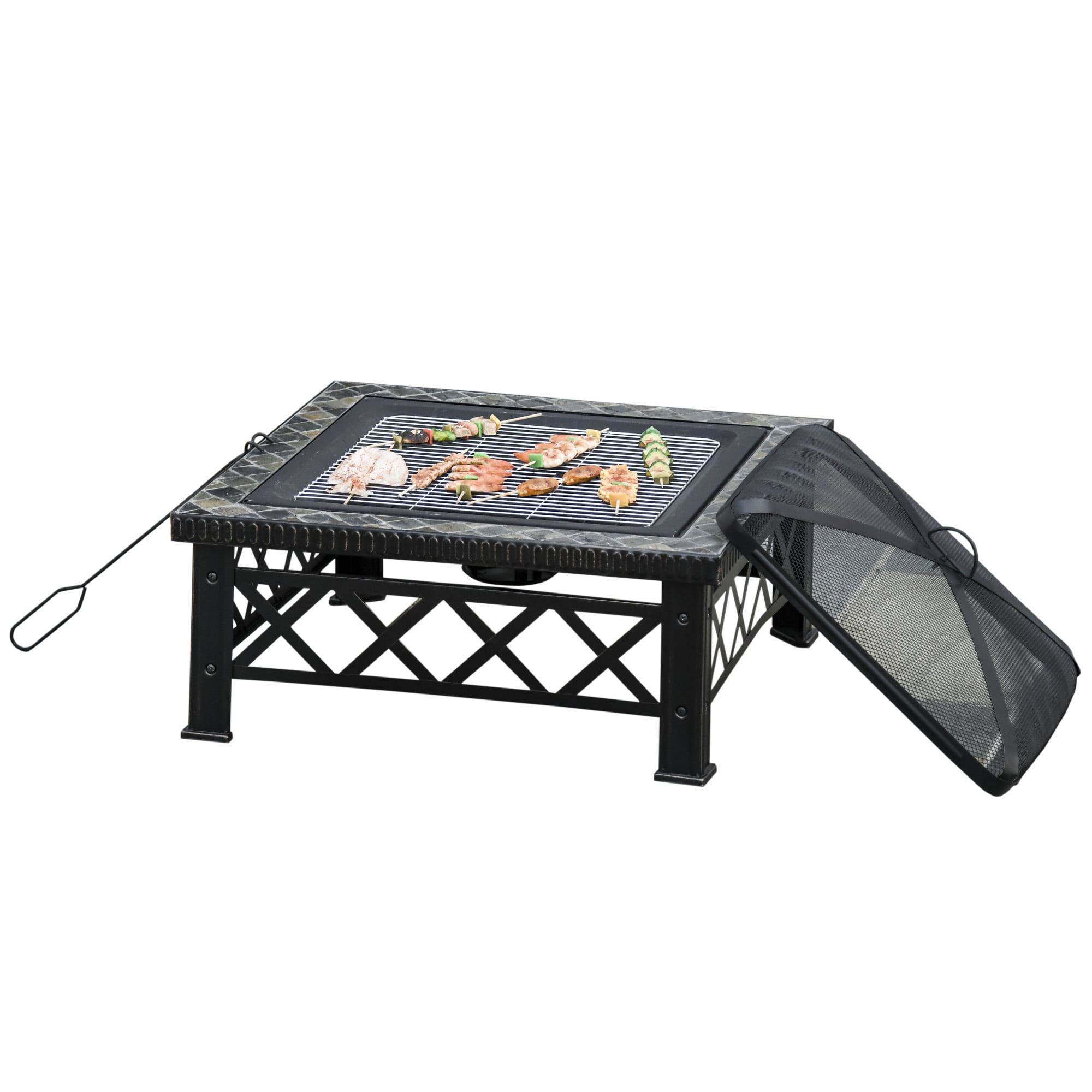 Outsunny 30 Outdoor Steel Square, Square Fire Pit Screen