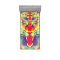 thumbnail image 2 of Safari Bedding Set with Sheet & Covers, Polygonal Lion Face with Geometric Shades and Effects Exotic King of Jungle Theme, Printed Bedroom Decor 2 Shams, 4 Sizes, Multicolor, by Ambesonne, 2 of 3