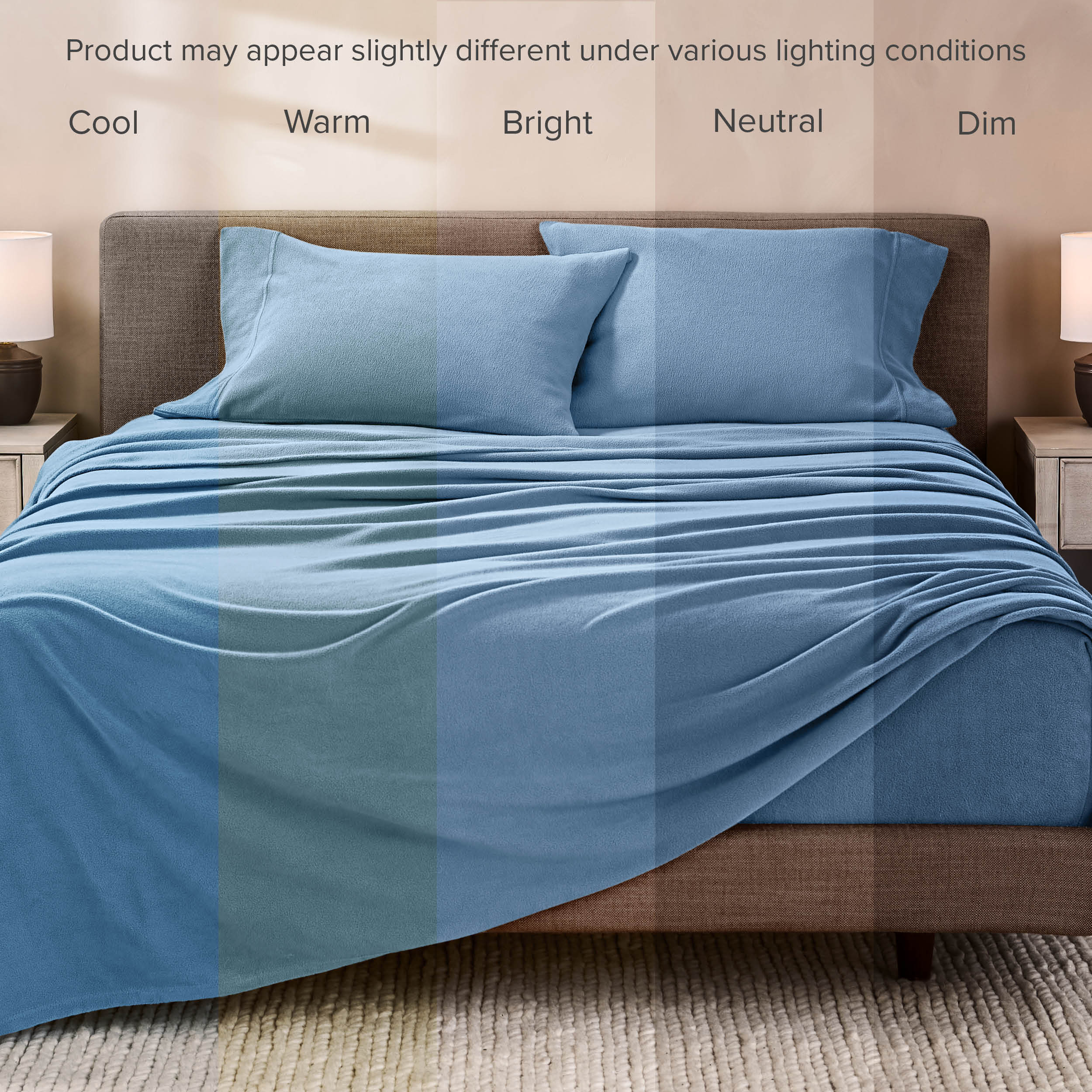 Bare Home Cozy Fleece Queen Sheet Set, Coronet Blue photo 8
