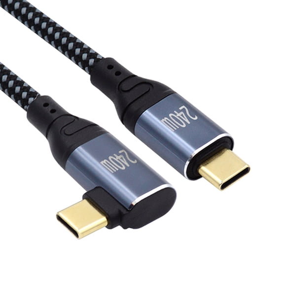 CY 1.0M USB-C 240W Type-C Cable 480Mbps 48V 5A Left Right Angled 90 Degree Compatible with USB2.0 100W Charging for Laptop Tablet Phone