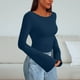 thumbnail image 5 of Sudadera con capucha para mujer,Blusa estampada para mujer, camiseta de manga larga con cuello redondo, poliéster acanalado, top informal verde oliva, sopatenor, 5 of 9