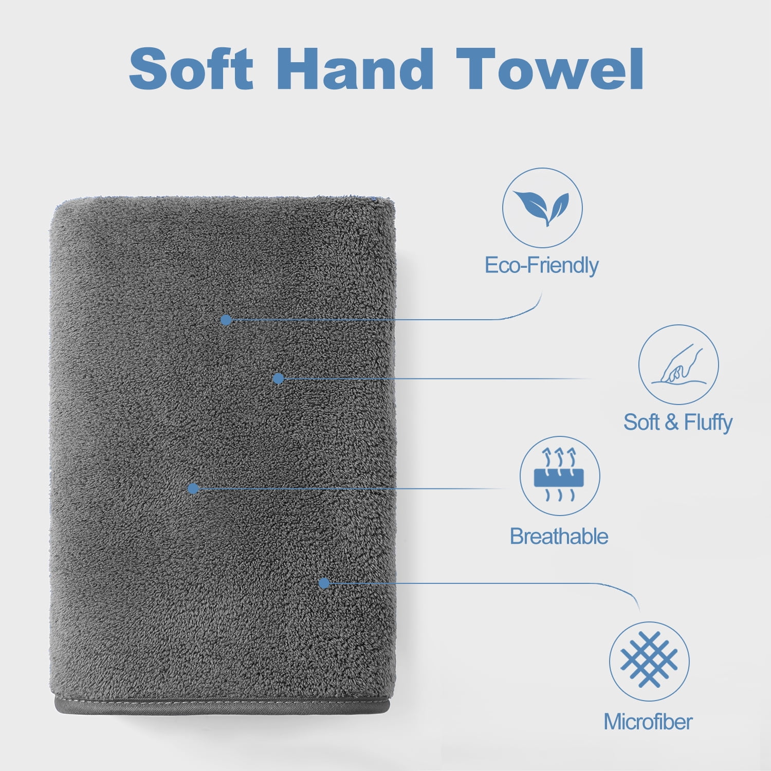 Jessy Home 12 Pack Dark Gray Hand Towel Set 16"x31" Soft Highly Absorbent Quick Dry Bathroom Bath Hand Towels Microfiber Plush Towels