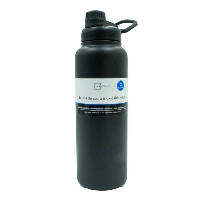 Botella Mainstays de Acero Inoxidable Tapa Anti Derrames 1.18 Litros