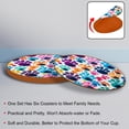 thumbnail image 4 of Dog Paw Print Set of 6 Round Microfiber Leather Coasters, 11x11 cm/4.3x4.3 in Drink Coasters for Home and Office, Heat, Stylish Table Mats, 4 of 6