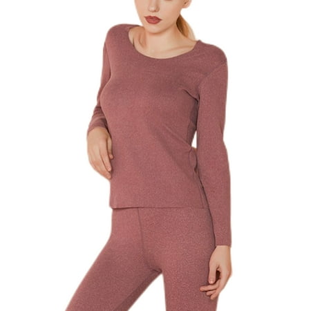 

Beiwei Men Warm Crew Neck Top And Bottom Suits 2 Pieces Lightweight Long Johns Set Women Solid Color Home Thermal Underwear Women Brick Red XL