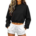thumbnail image 4 of Womens Mock Neck Sweatshirts Long Sleeve Loose Fit Cropped Shirts Casual Soft Trendy Shirts Basic Tees Cute Y2K Fashion Pullover Top Tunics 2026 Fall Outfits fashion clothing Black XL, 4 of 5