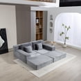 thumbnail image 3 of 85'' Double Lounge Chaise with Cushions and Lumbar Pillows, Upholstered Boneless Cloud Sofa with Deep Seat, Modern Corduroy Sleeper Loveseat Sofa, No Assembly for Living Room, Bedroom, Gray, 3 of 9
