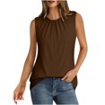 thumbnail image 1 of Chbgutlmr Tank Tops for Women Casual Crewneck Sleeveless Solid Color Fitting Ruched Comfy Summer Tops, 1 of 7