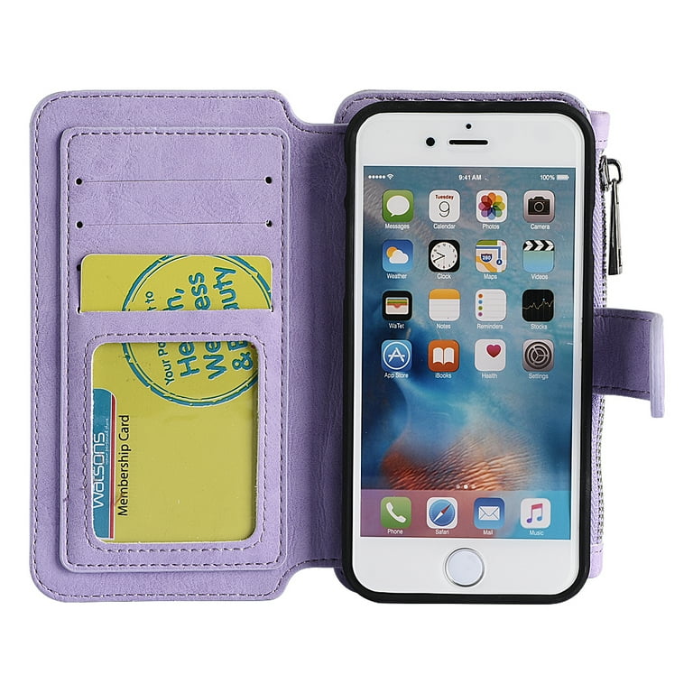 Apple Iphone 6 6S Plus Luxury Coach Series Flip Wallet Case Lavender