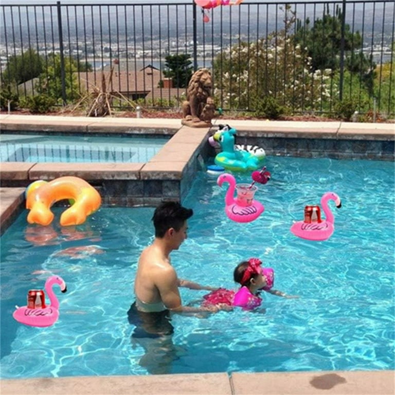 12Pcs Inflatable Drink Holder for Pool Flamingo Drink Floats for