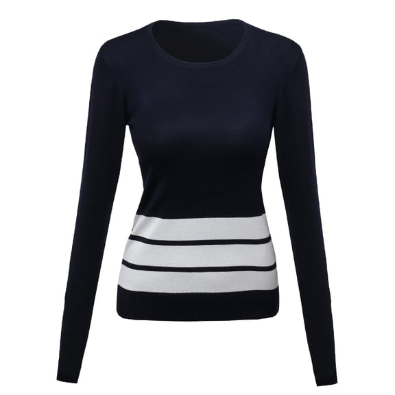 FashionOutfit Women's Contemporary Casual Viscose Nylon Textured Stripe Sweater
