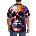 thumbnail image 3 of Sikiie Colorful Skull Men's Wrinkle Free Untucked Cuban Shirt Business Casual Button Down Shirts Short Sleeve Shirt4X-Large, 3 of 5