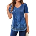 thumbnail image 3 of Fantaslook Blouses for Women Dressy Casual V Neck Pleated Tunic Tops Summer Short Sleeve Boho Shirts, 3 of 9