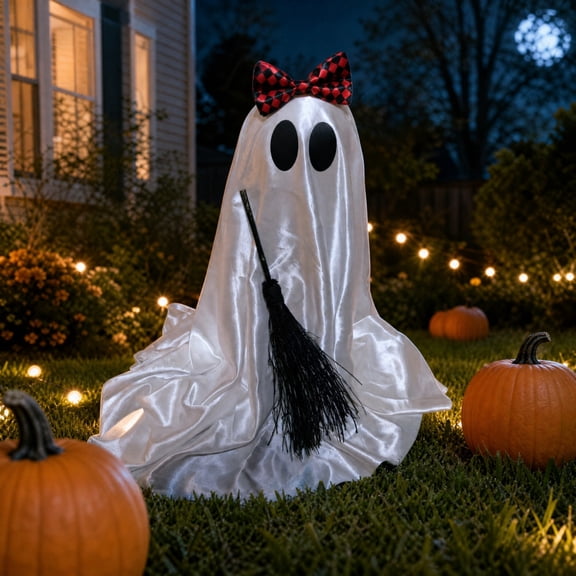 Ghost Resin Figurine outdoor halloween decorations, Cloth spider web decoration, halloween party for Gift Present Occasion Decorative Decorative