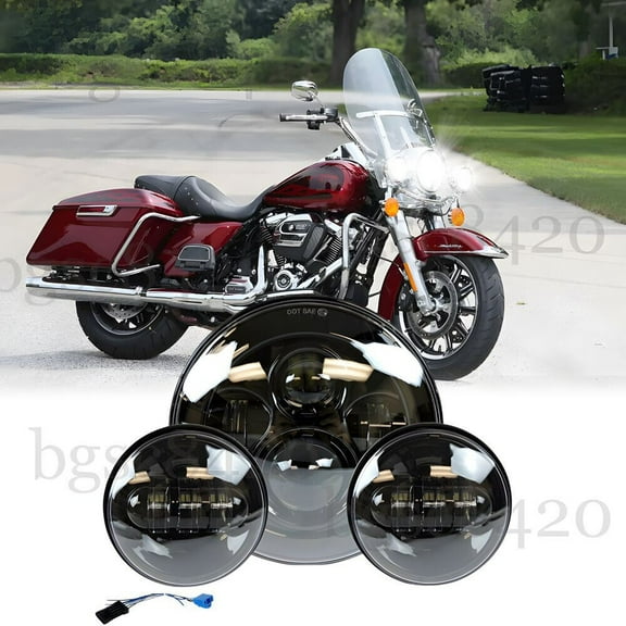 7"inch LED DRL Headlight   Passing Lights For Harley Davidson Touring Road King
