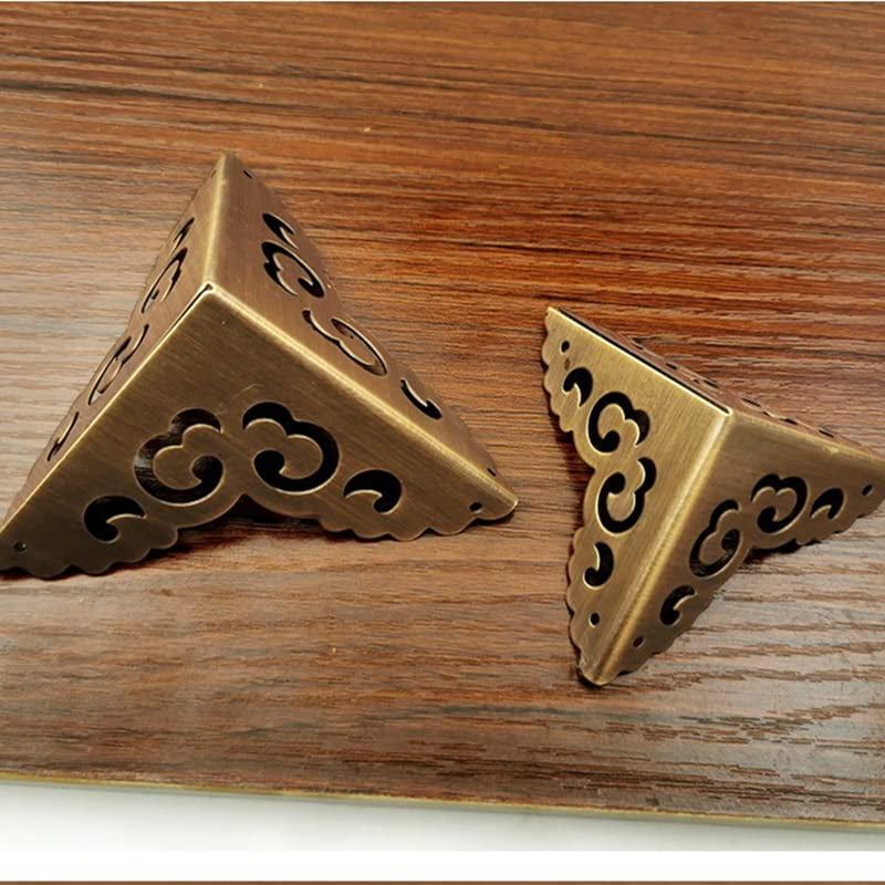 Antique Brass Corner Protectors Guards Bronze Wooden Box Corner Desk Edge Covers Decorative Corner Brackets for Furniture (4,80mm)