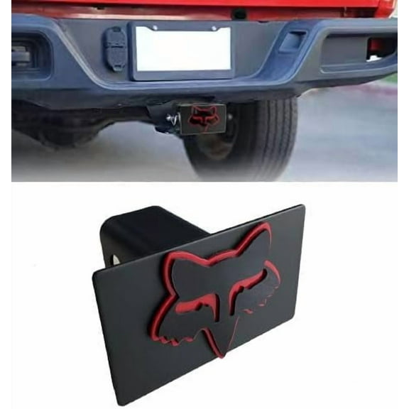 Custom 3D Metal Trailer Hitch Cover for 2'' Towing Rear Receiver Plug Cover Fox Emblem Cool Cars SUV Pickup Trucks Heavy Duty