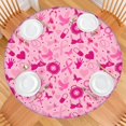 thumbnail image 2 of Pink Breast Cancer Round Fitted Tablecloth with Elastic Edge,Dining Table Cover Waterproof,Outdoor Round Tablecloth for Camping,Dining,Indoor and Outdoor, 2 of 7