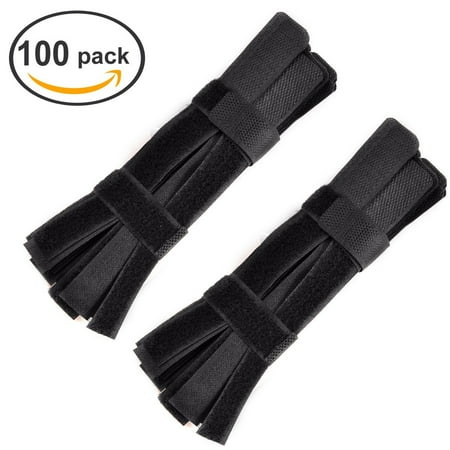 Velcro Cable Tie Wrap - eZAKKA Velcro Cable Ties Straps Hook and Loop Tape Fastening Wires Black,100-Pack