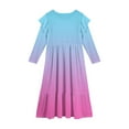 thumbnail image 4 of Abcomgle Girls Long Dresses 10-12 Casual A-Line Ruffle Long Sleeve Girls Long Dresses Gradient Crew Neck Sundresses Tiered Boho Dresses with Pockets,Watermelon Red, 4 of 5