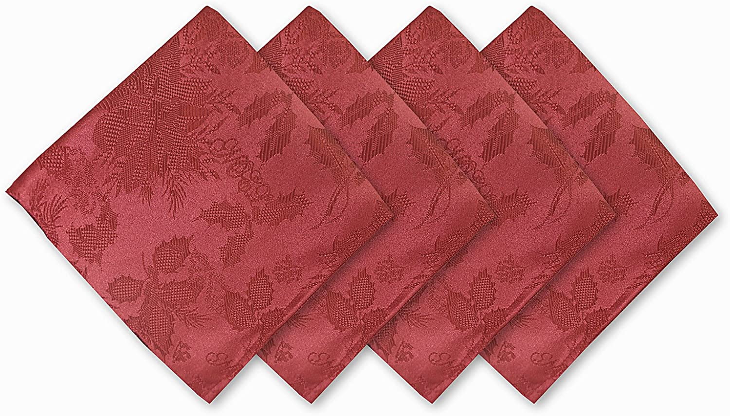 Newbridge “Christmas Carol” Holiday Noel Damask Napkins, Holly Leaf and
