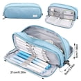 thumbnail image 2 of Large Capacity Pencil Case 3 Compartment Pouch Pen Bag Sky Blue, 2 of 2