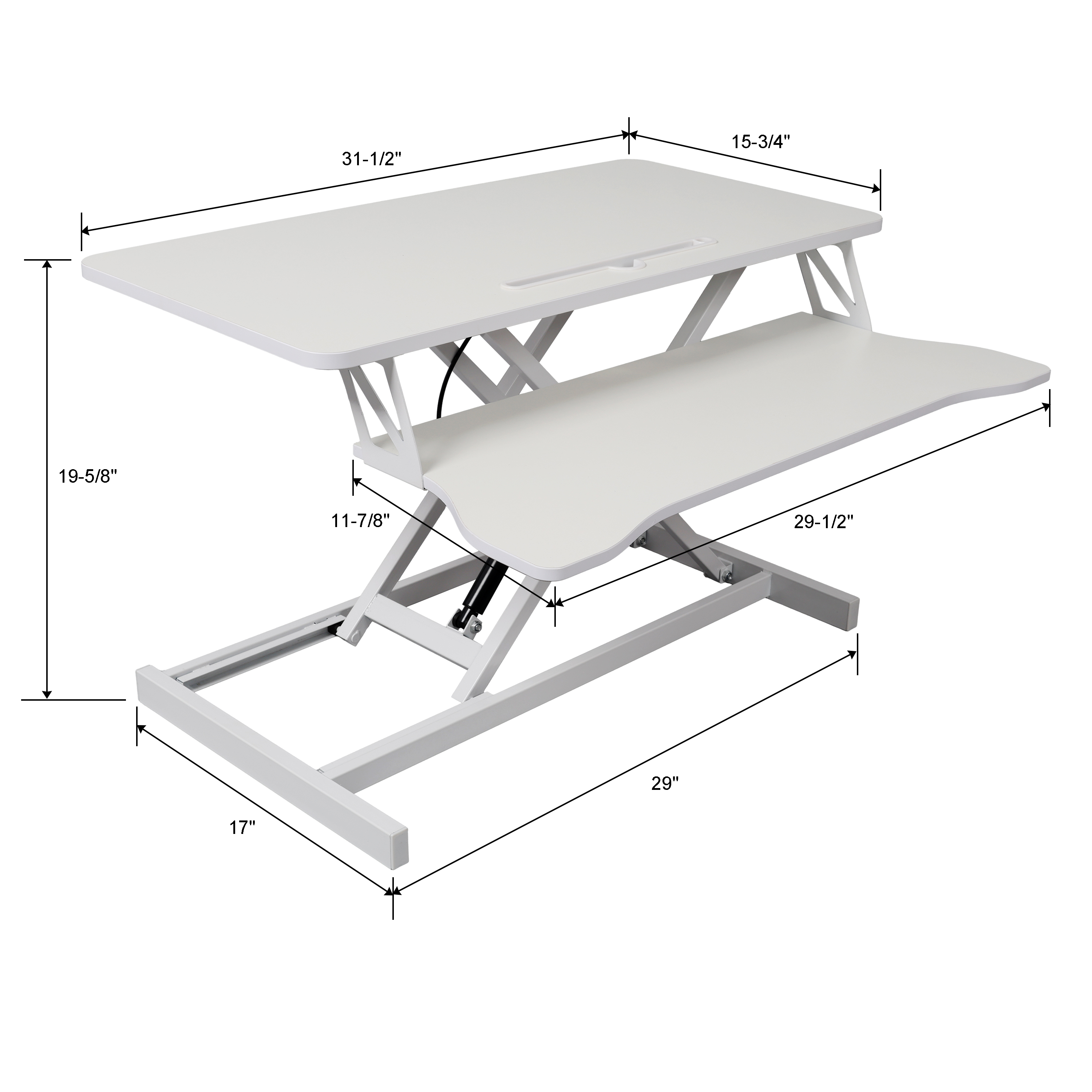 Adjustable Height Standing Desk Converter, Sit to Stand Workstation with Keyboard Tray, Ergonomic Laptop Riser with Gas Spring Lift, White