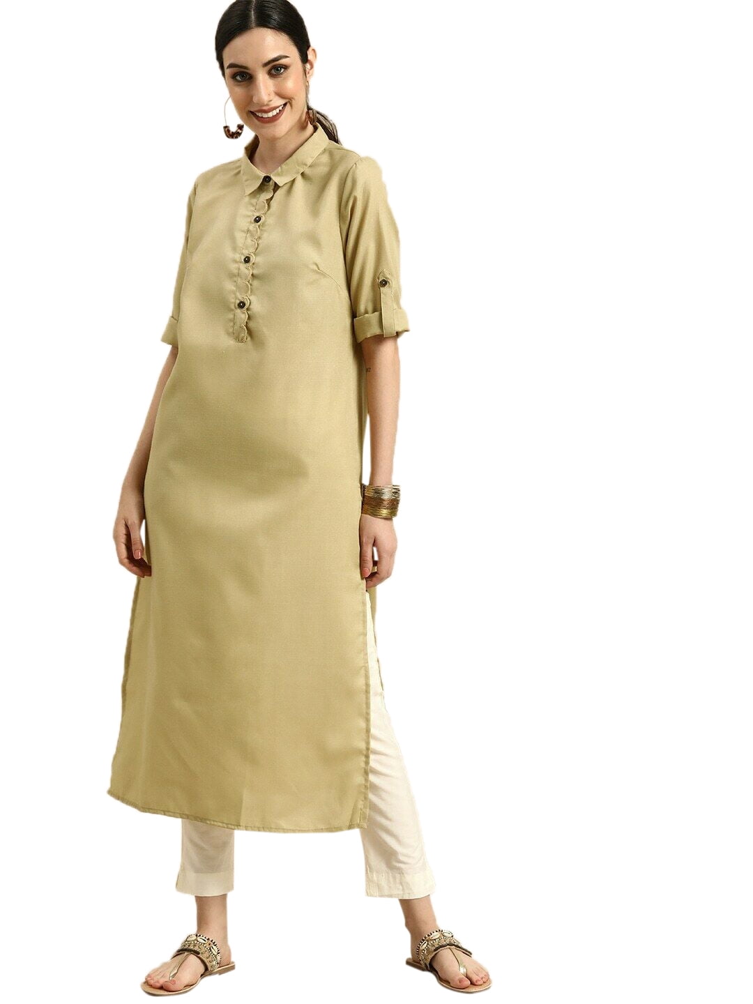 eloria Women's Fashion Collar Neck Design Indian Stylish Solid ...