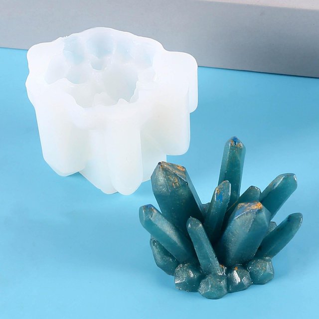 Molde de racimo de cristal, moldes de cristal de resina de silicona, moldes de epoxi, molde de cristal de fundición DIY para decoraciones artesanales, 7.5x5.5x5.5cm Macarena Molde de silicona