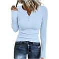 thumbnail image 2 of Resicozy Long Sleeve Henley Shirts for Women Fall Spring Ribbed Tops Casual Blouses Basics Tees Cute Solid Sweaters Sky Blue S, 2 of 5