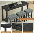 thumbnail image 4 of AENKYO 4-Piece Bar Table Set with Charging Station, 59" Counter Height Table and 3 Upholstered Stools for Small Space, Black, 4 of 10
