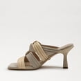 thumbnail image 4 of Sam Edelman Karsten Ivory Leather Squared Toe Kitten Heel Strappy Fashion Mules (Ivory Leather, 6), 4 of 6