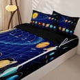 thumbnail image 3 of Erosebridal Educational Solar System Pattern Zipper Twin Comforter Sets with Fitted Sheet and 2 Pillowcases,Starry Orbit Print Zipper Bedding Set,Blue Golden,Black Reversible, 3 of 6