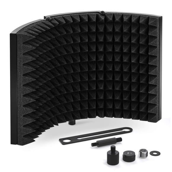 TONOR Microphone Isolation Shield, Studio Mic Sound Absorbing Foam Reflector Compatible with Any Condenser Microphone Sound Recor