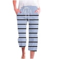 thumbnail image 2 of ZHUGeLI Yoga Pants Women Capri Pants for Women Retro Beautiful Floral Print Stretch Waist Drawstring Straight Trousers With Pockets Capri Pants Comfy Trousers Elastic Pants, 2 of 5