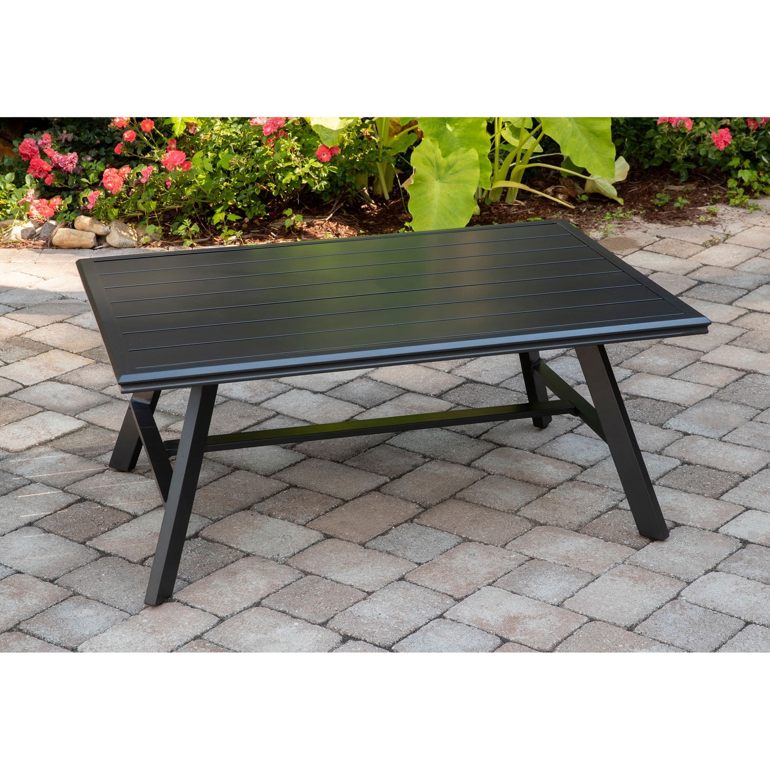 Hanover Cortino 5-Piece Commercial-Grade Patio Seating Set with 2 Cushioned Club Chairs, Sofa, and Slat-Top Coffee and Side Table