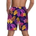 thumbnail image 3 of Kdxio Purple Flower Print Men'S Swim Trunks With Compression Liner 7 Inch Inseam Quick Dry Swim Shorts, 3 of 7