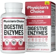 Physician's Choice Digestive Enzymes, Prebiotic + Probiotic, Dual Action Digestion Support for Men and Women, 30 Count