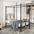 thumbnail image 2 of VECELO Twin Metal Bed Frame, Canopy Four Posters Platform Bed Frame with Headboard & Footboard, No Box Spring Needed, Black, 2 of 7