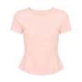 thumbnail image 4 of BLTIBY Girls Cap Sleeve Shirts Crew Neck Cute Summer Ruffle Hem Tops Loose Casual Short Sleeve Tees Soft Kids Clothes Pink 5-6 Years, 4 of 9