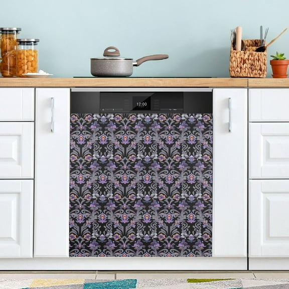 Dishwasher Magnet Cover Magnetic Fridge Door Cover Home Kitchen Decor Purple Flower Pattern 23"x 26"