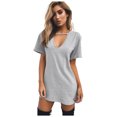 thumbnail image 2 of Viikei Plus Size Short Sleeve Dress for WomenO-Neck Mid-length Solid Color Dresses, 2 of 4