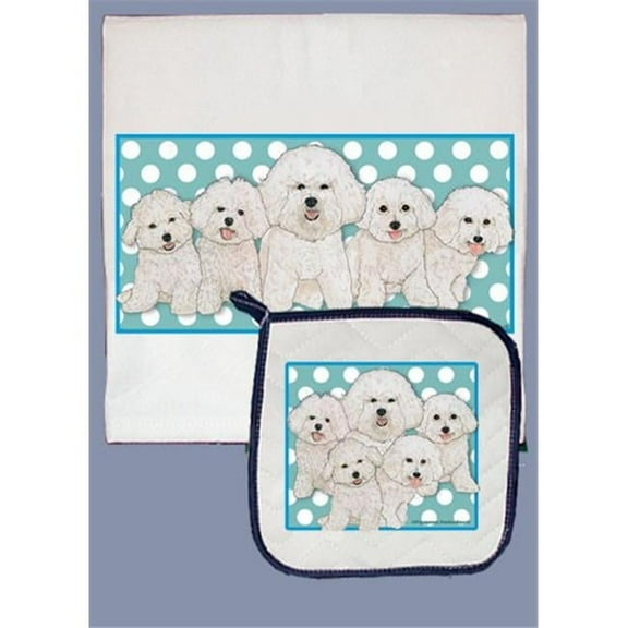 Pipsqueak Productions DP497B Bichon Dish Towel And Pot Holder Set