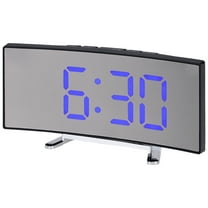 REGALWOVEN LED Mirror Alarm Clock for Bedroom, Alarm Clocks with Big Numbers Display, Temperature, Snooze for Deep Sleepers Blue