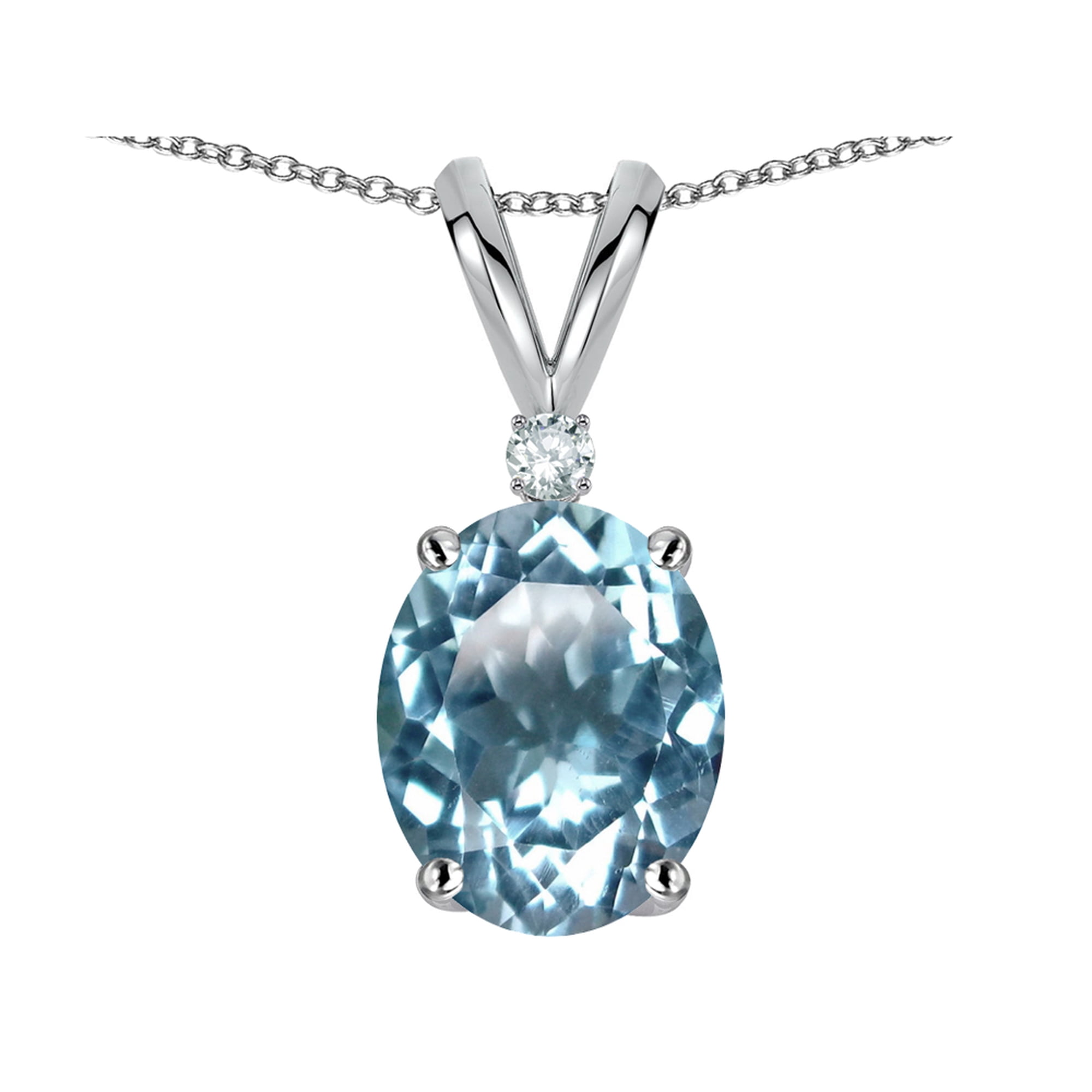 Star K� Oval 8x6mm Genuine Sky Blue Topaz Rabbit Ear Pendant Necklace