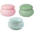 thumbnail image 1 of ZHAOCHENG 3 tarros de cerámica para crema, mini cajas de almacenamiento, tarros de cerámica portátiles, estuche de maquillaje, botella sellada para crema, colorete, joyas, cuentas, azul, rosa y verde, 1 of 5