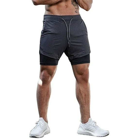 Liacowi Men Athletic Shorts, Elastic Waistband Pants with Pocket