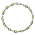 thumbnail image 4 of White Sterling Silver bracelet Gemstones Peridot Oval Green Topaz Round 7 in 4 mm, 4 of 4