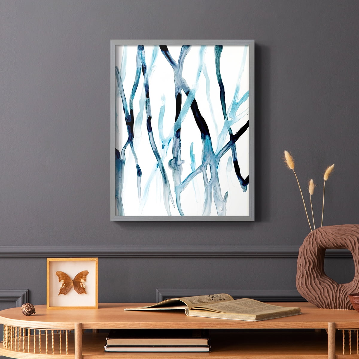 Runnel II Framed Print in Gray Solid Wood Framed Print No Nail Hanging