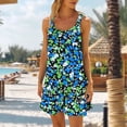 thumbnail image 1 of Karight Robes Mini Plissées Bohèmes d'Été pour Femmes à Col Rond, Hawaïennes Imprimées, Sans Manches, Robe Débardeur, Vêtements de Plage et de Vacances, 1 of 5